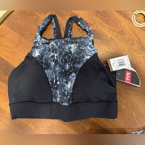 TYR Women's Black and White Snakeskin Bikini Top